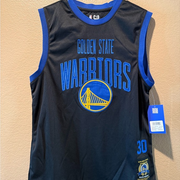 NBA Other - NBA Golden State Warriors Black Blue Sleeveless Jersey with Yellow Logo